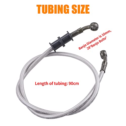 Silver Motorcycle Braided Steel Brake Clutch Oil Hoses Line Pipe Pipe for ATV Pit Dirt Bike Go Kart (Oil Hose Length 90cm)