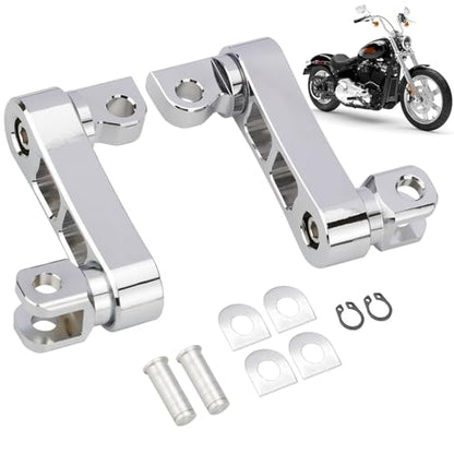 Highway Footpegs Adjustable Passenger Foot Pegs 2 1/4" Extension Brackets FootPeg Conpatible for Harley Dyna Sportster Softail Touring with Support Foot Pegs (Chrome) - color: Chrome