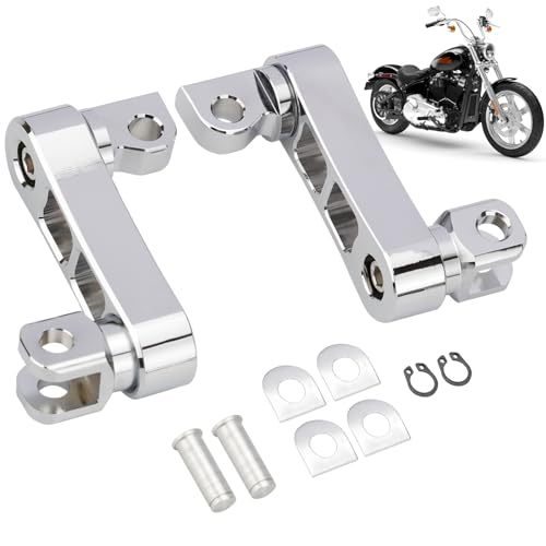 Highway Footpegs Adjustable Passenger Foot Pegs 2 1/4" Extension Brackets FootPeg Conpatible for Harley Dyna Sportster Softail Touring with Support Foot Pegs (Chrome) - color: Chrome