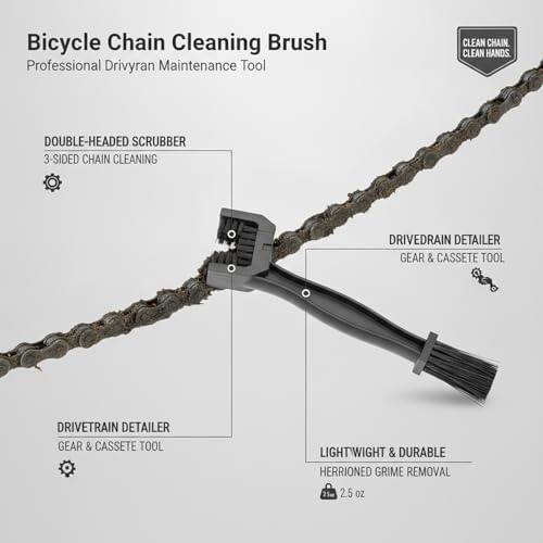 Bicycle Chain Cleaning Brush, Double-Headed Drivetrain Scrubber for Bike and Motorcycle Maintenance, PP Plastic Tool for Grease and Grime Removal (1 PC) - color: Black