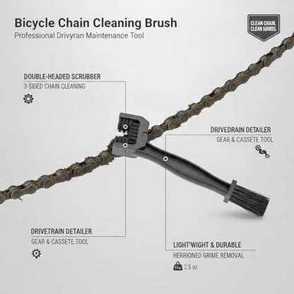 Bicycle Chain Cleaning Brush, Double-Headed Drivetrain Scrubber for Bike and Motorcycle Maintenance, PP Plastic Tool for Grease and Grime Removal (1 PC) - color: Black