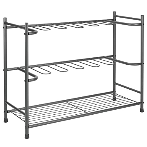 mDesign Boot Storage and Organizer Rack - Space-Saving Holder for Rain, Riding, Dress Boots - Holds 6 Pairs, Sleek Modern Design, Sturdy Steel Construction - Graphite Gray - color: Graphite