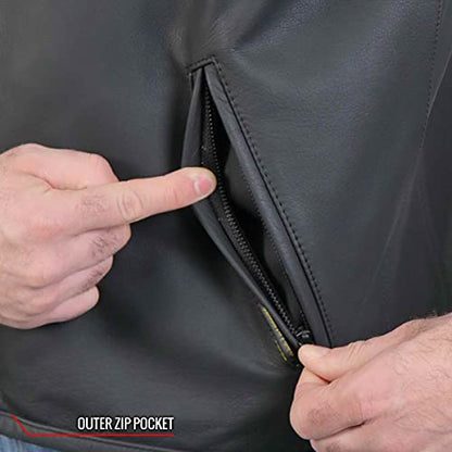 Hot Leathers Men’s Black Premium Matte Leather Ancient Skulls Conceal & Carry Motorcycle Vest - color: Vsm2003-black, size: 3X-Large