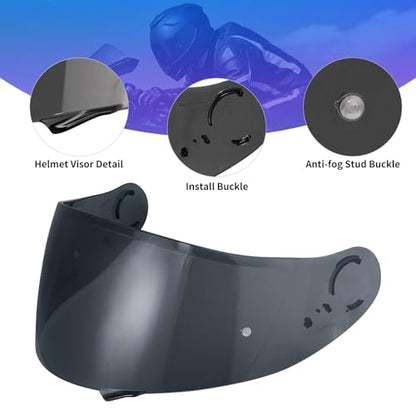 GT Air Visor Repalcement for GT Air 2, Outer Face Helmet Shield Compatible with CNS-1/Neotec/TC-5/TC-9 Accessories (Black) - color: Black