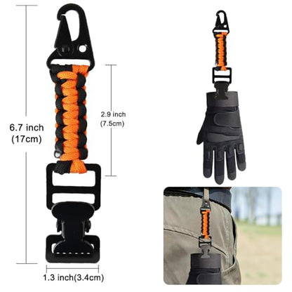 2PCS Heavy Duty Glove Holder with Metal Alligator Glove Clip for Duty Belt, Firefighter, Hiking, Rescue - color: Black & Orange