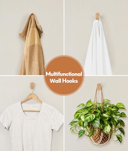 Optish Wood Wall Hooks for Hanging, 4 Pack Hat Hook for Walls, Coat Hook Wall Mount, Backpack Hooks for Walls, Bathroom Towel Hanger (Natural) - color: Natural