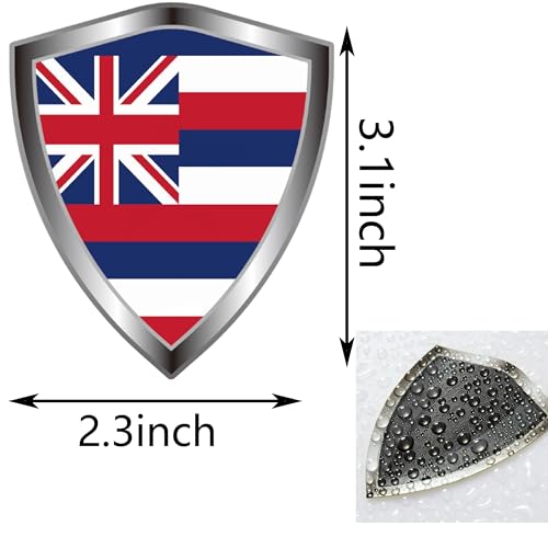 Hawaii Flag Decal Sticker - Hawaiian State Flags Shield Shape Reflective Vinyl Car Stickers - for Car Window Bumper Laptop Waterproof Sticker (5Pcs) - color: Hawaii