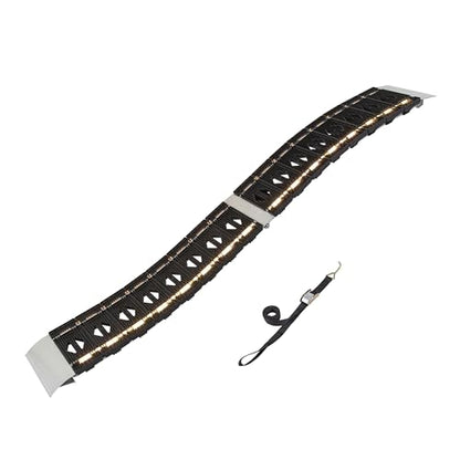 CargoSmart LED Hybrid S-Curve Centerfold Loading Ramp, 1 Pack — 1,500lb Per Pair Capacity, 12” W x 90” L — Aluminum Ramp with Built-in LED Lights, Load/Unload Lawn Equipment, Motorcycles, ATVs & More - style: 1 Folding S-Curve Ramp & LED Lights