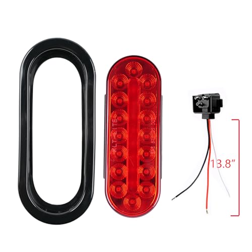 fouwick LED Trailer Lights Kit, 12V Submersible Tail Marker Lights Wiring Lamp Harness for Boat Car Truck RV Utility Snowmobile Turn Signal License Plate Stop Reverse, 6 Inch Oval Red 24LED - color: 6 inch Oval Red 24LED
