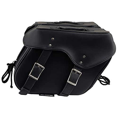 Milwaukee Leather PVC 2-Strap Throw-Over Easy Zip off and off Motorcycle Saddlebags - Medium - color: SH55201ZB-BLACK, size: Medium