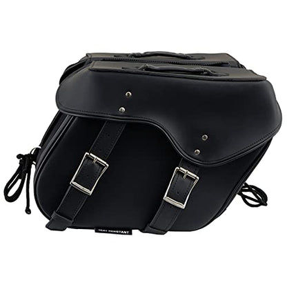 Milwaukee Leather PVC 2-Strap Throw-Over Easy Zip off and off Motorcycle Saddlebags - Medium - color: SH55201ZB-BLACK, size: Medium