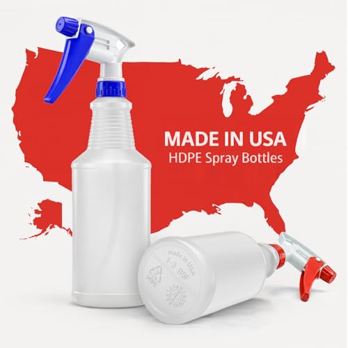Bar5F Commercial Spray Bottles with Adjustable Trigger, Chemical Resistant HDPE, BPA-Free (3-Pack / 24 oz/Multicolor)