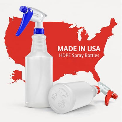Bar5F Commercial Spray Bottles with Adjustable Trigger, Chemical Resistant HDPE, BPA-Free (3-Pack / 24 oz/Multicolor)