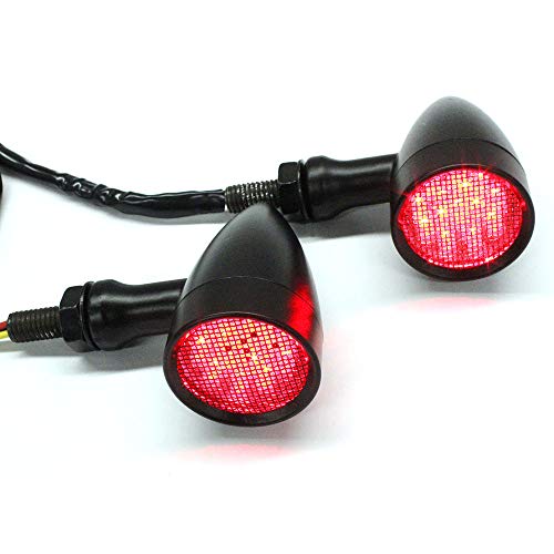 Rich Choices 2pcs Black 15 LED Motorcycle Stop Brake Running Turn Signal Indicator Red Lights Compatible with Harley Honda Chopper (Black with net-Red Light) - color: Black with net-Red Light