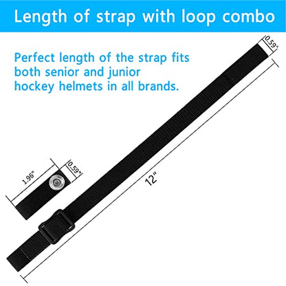 Hockey Helmet Chin Strap with Single Strengthened Snap Ice Hockey Chin Strap Replacement Parts Loop Repair Kit - color: Black