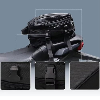 Qqmora Motorcycle Tail Carry Bag Helmet Storage Bag 7.5L to 10L Expandable Seat with Rain Cover for Most Motorcycles