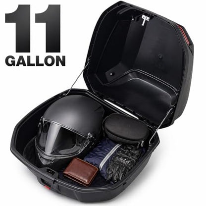 Japard Motorcycle Top Case 42L Daily Rear Tail Box Trunk, Lockable Storage Carrier, Waterproof Universal Mounting for Helmet Luggage - color: Mat Black