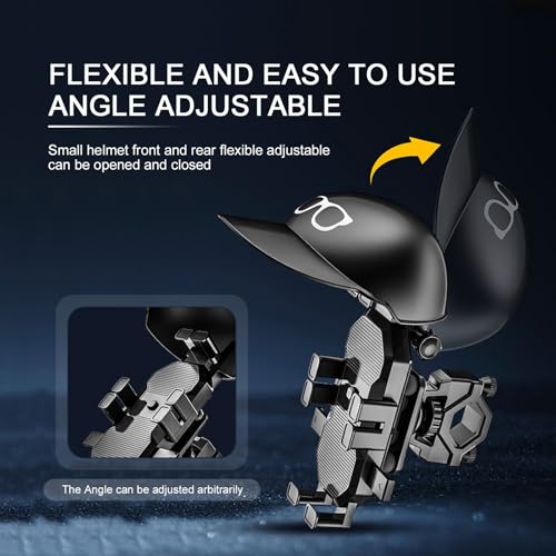 1 PC Mobile Phone Holder with Helmet, Waterproof Sun Visor Holder, Cycling Octopus Phone Cradle, Universal for Most Motorcycles, Bicycles, Electric Vehicles (Black #Handlebar)