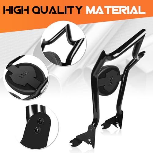 AUFER Motorcyle Rear Passenger Backrest Sissy Bar With Locked Rotary Latches Clips Compatible With For Harley Touring Road King Electra Glide Street Glide Road Glide FLHR FLHX FLHT FLTR 2009-2025 | Premium Stylish Sissy Bar Backrest, Quick Install & Easy