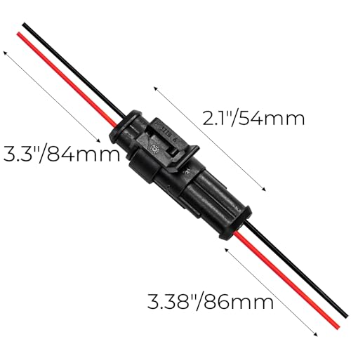 Hiceeden 12 Kits 2 Pin Waterproof Connector, 16AWG 2 Wire Automotive Electrical Plugs Connectors, Male and Female Way Connectors for Car, Truck, Motorcycle, Boat