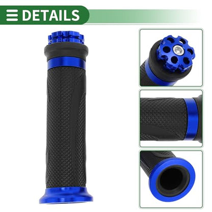7/8" 22mm 15/16" 24mm Motorcycle Hand Grips Cover Kit Non Slip Aluminum Alloy Rubber Handlebar End Grips for Motorcycle Scooter Bicycle ATV Blue - color: Blue