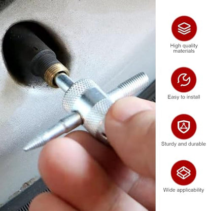 2 PCS 4-Way Valve Stem Removal Tool, 4-in-1 Tire Valve Core Removal Tool, Tire Valve Stem Steel Tool Puller, Universal for Most Cars, Bicycle Bike, Motorcycles (Silver)