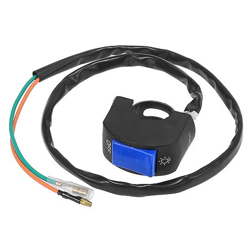Motoforti DC12V 7/8" 22mm Motorcycle Handlebar Switch Scooter Headlight Toggle Switch with on Off Push Button Blue - color: Blue