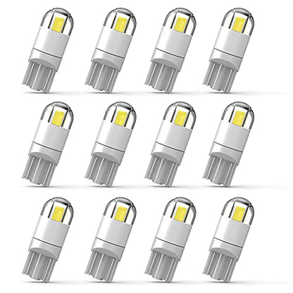 194 Led Car Bulb 3030 Chipset 2SMD T10 194 168 W5W Led Wedge Light Bulb 1.5W 12V License Plate Courtesy Step Map Lights Trunk Lamp Clearance Lights (12pcs) - color: White