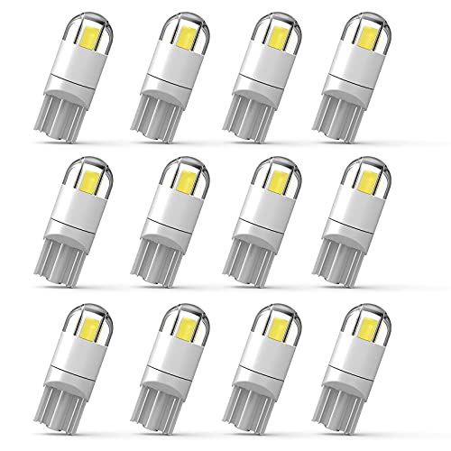 194 Led Car Bulb 3030 Chipset 2SMD T10 194 168 W5W Led Wedge Light Bulb 1.5W 12V License Plate Courtesy Step Map Lights Trunk Lamp Clearance Lights (12pcs) - color: White