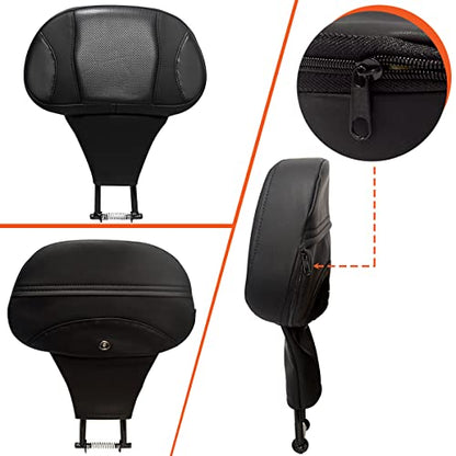 FOVPLUE Adjustable Rider Backrest,Detachable Plug-in Driver Backrest Pad w/Mounting Kit for Harley Touring 2009-2025,for CVO Road Glide Street Glide Tri Glide FLHTK/L Electra Glide Road King,Style 4 - color: Black Custom Style