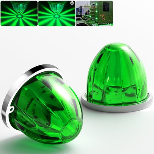 BJZ 2Pcs Green Watermelon LED Strobe+Constant Marker Lights Dual Function Watermelon-Shaped Side Marker Clearance Tail Top Cap Roof Lights for Trailer Truck Semi-Trailer Heavy-Duty Truck Bus Van - color: Green, size: 2 Pack