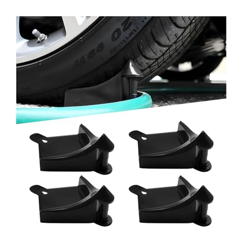 4PCS Car Hose Guide, Vehicle Detailing Cleaning Tools Hose Guides Preventing Wash Stuck Under The Tires, Automotive Wheel Rolling System Tool for Washing, Universal Fit (Black) - color: Black