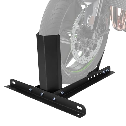 Motorcycle Wheel Chock, Heavy Duty 1900 lbs Capacity, Adjustable for 17"-23" Wheels, Detachable Front Tire Stand for for Transport, Storage & Maintenance in Garage, Shop, Trailer, Truck Bed - size: 1900lbs for 17"-23" Wheels