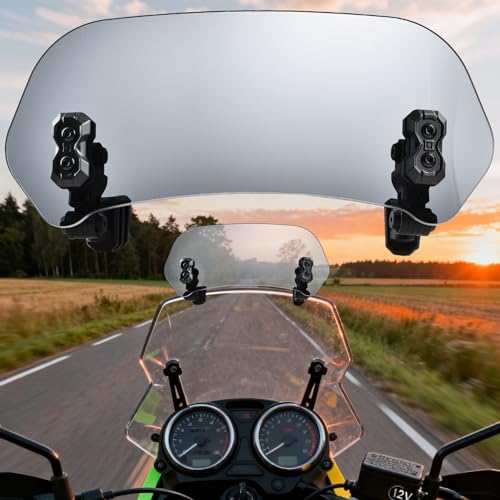 Motorcycle Windshield Extension, Upgraded Heightened Adjustable Spoiler Clip, Wind Deflector Windscreen Universal Fit for Most Motorcycles & Scooters(Smoke Gray) - color: Smoke Grey
