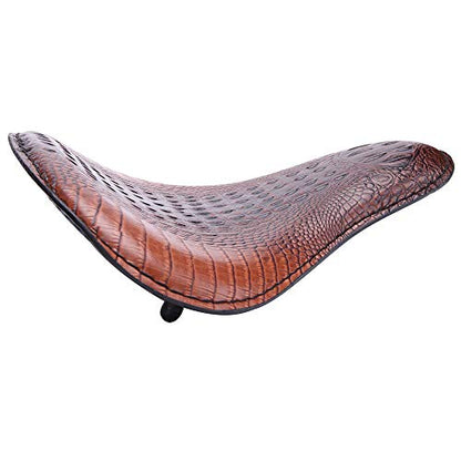 13" Brown Crocodile Motorcycle Leather Driver Seat Cushion for Harley Davidson Sportster Chopper Bobber (Brown-Crocodile) - color: Brown-Crocodile