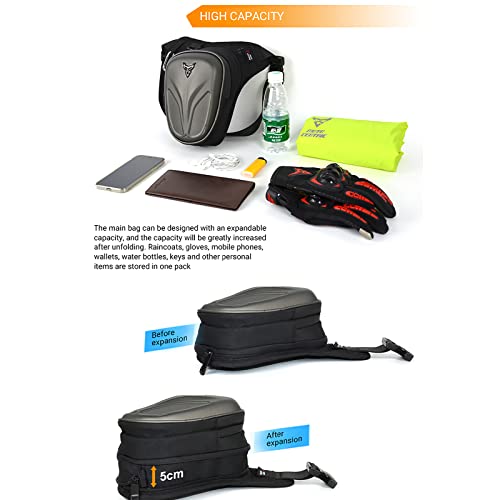 Motorcycle Leg Bag Waterproof Riding Waist Bag Messenger Bag Outdoor Casual Equipment PU+EVA Composite Shell Bag - color: Black