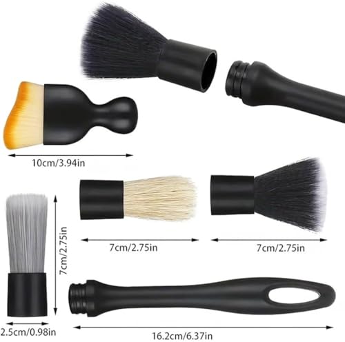 8PCS Car Detailing Brush Set, Car Detailing Brush, Soft Car Cleaning Brush, Suitable for Cleaning Car Interiors, Including Air Vents, Center Console, Seat Gaps, and More - color: black-gray