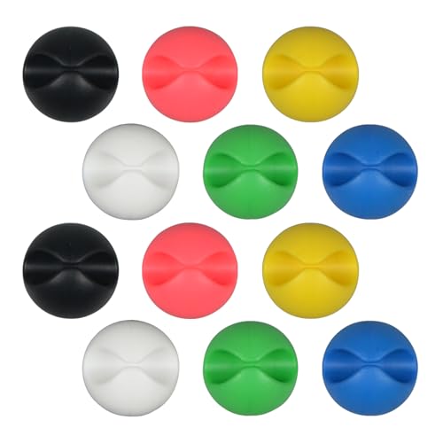 12-Pack Cable Clips, Self-Adhesive Cord Organizer Wire Holder for Desk, Wall, Car, Office & Nightstand, Easy Install (12 Pcs-1 Holes Colorful) - color: 12 Pcs-1 Holes Colorful