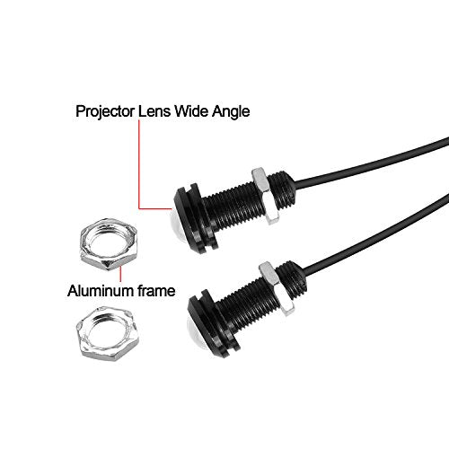 10Pcs 18mm 12V Eagle Eye LED Car Fog DRL Daytime Running Light Backup Reverse Tail Rock Lights Small bulb (White, Black Case) - color: White light