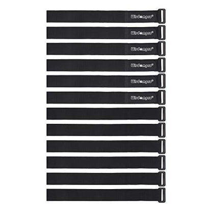 12 Pack 1 x 18 Inches Hook and Loop Reusable Fastening Cable Tie Down Straps by Wisdompro - Reusable, Durable Functional Cinch Strap to Keep Your Home, Office, Workspace from Tangled Messes of Cords - size: 1 x 18 Inch, 12 Pack