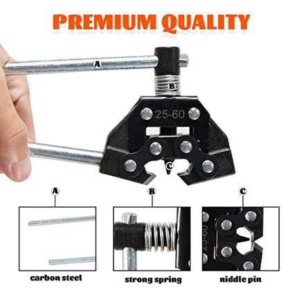 Roller Chain Breaker Cutter Chain Holder Puller Disassembly Tools Kit #25-60 Chains Replacement Set for Bicycle Motorcycle Go Kart ATV