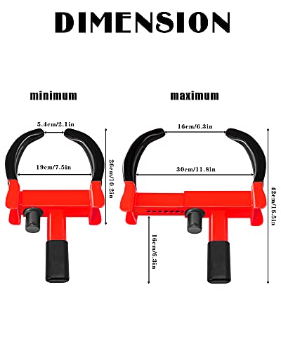 Tevlaphee Universal Wheel Lock Heavy Duty Security Trailer Wheel Lock Anti Theft Wheel Locks for Cars SUV Camper Motorcycle Trailer Great Deterrent Bright Color with 3 Keys (Black-red) - color: Black-red