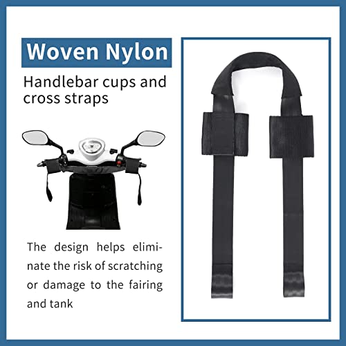 Motorcycle Rear Wheel Tie Down Strap and Bar Harness Handlebar, Universal Soft Loop Strap Wheel Transport Balance Tire Straps for Trailer Scotter and Motorcycle (Handlebar and Real Straps) - style: Handlebar and Real straps