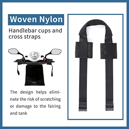 Motorcycle Rear Wheel Tie Down Strap and Bar Harness Handlebar, Universal Soft Loop Strap Wheel Transport Balance Tire Straps for Trailer Scotter and Motorcycle (Handlebar and Real Straps) - style: Handlebar and Real straps