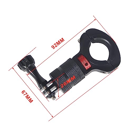 Motorcycle Handlebar Clip Holder 1/4 Screw Bicycle Bike Seatpost Clamp Compatible with Go-pro 11 ONE Action Camera Accessories (Black Red Set) - color: Black Red Set