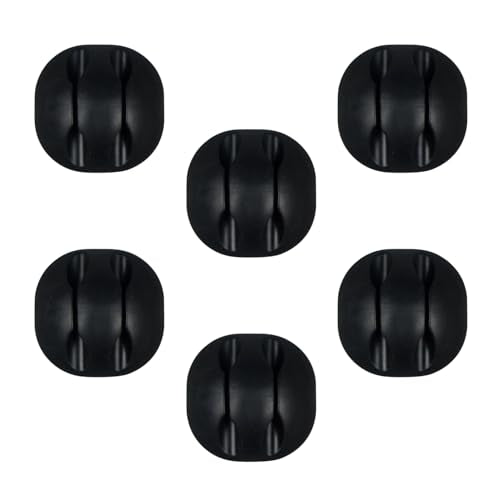 6-Pack Cable Clips, Self-Adhesive Double Cord Organizer Wire Holder for Desk, Wall, Car, Office & Nightstand, Easy Install (6 Pcs-2 Holes Black) - color: 6 Pcs-2 Holes Black