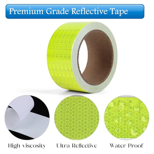 Safety Warning Tape, Fluorescent Yellow Adhesive Tape, 3" x 300 Feet,1 Roll - size: Fluorescent Yellow-1 Inch