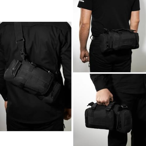 BraveHawk OUTDOORS Bike Handlebar Bag, 900D Nylon Oxford Multi-purpose Waist Bag Water Resistant Bicycle Cycling Pack (Black) - size: Medium