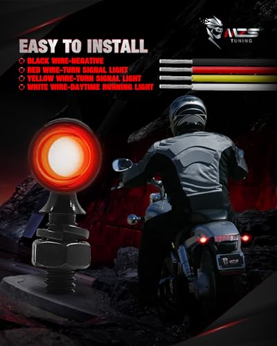 MZS Universal Motorcycle Front LED Turn Signals, 6/8/10mm Hole Fit, Red + Light Red Mini Blinkers, 12V DC Compatible - color: Red/Light Red, size: Mini Size Front