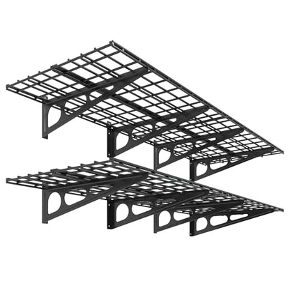 FLEXIMOUNTS 2-Pack 2x6ft Garage Shelving 24-inch-by-72-inch Heavy Duty Wall Mounted Shelves Garage Storage Rack Floating Shelves, 1400lbs Load Capacity, Black, Classic Series - color: Black, size: 2 pack-2x6 ft